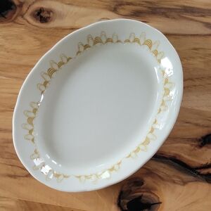 Vtg 1972 Buffalo China Atomic Colonnade Oval Platter | Gold Arches MCM
